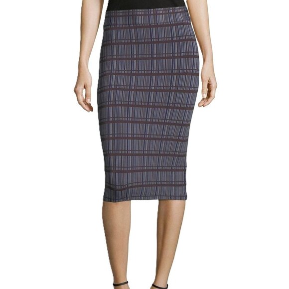 NWT BCBGMAXAZRIA Leger Plaid Knit Cool Grey Pencil Skirt S Office Date Night - Picture 1 of 8